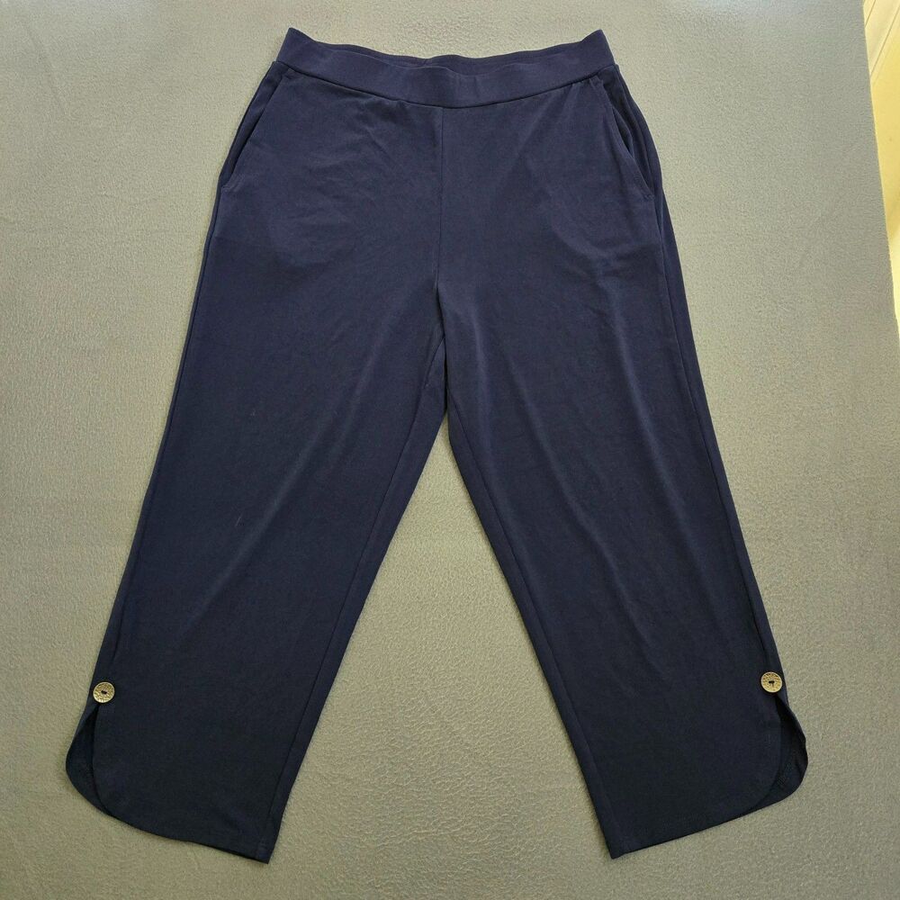 Susan Graver Women XS Reg Liquid Knit Slim Leg Capri Pants Tulip Hem Detail